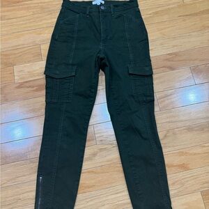 Loft Forest Green Cargo Ankle Zipper Pants in size 26 - 2